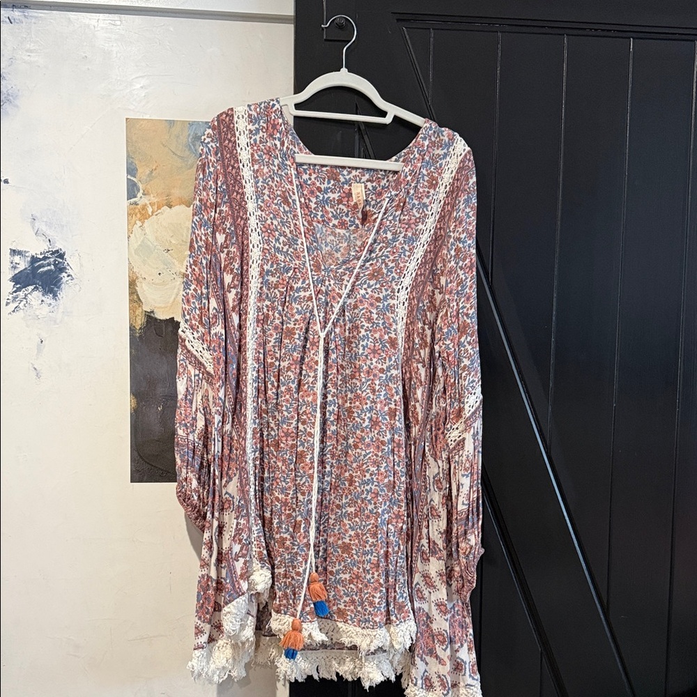 RAGA Long Sleeve Floral Dress - Pink and White